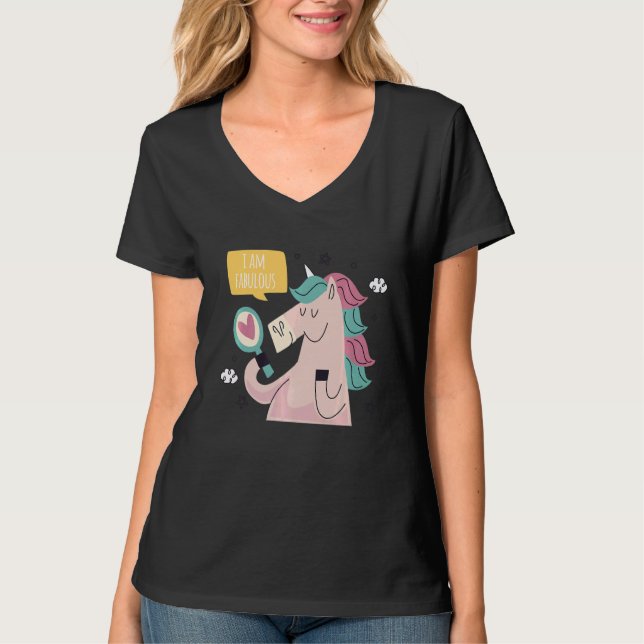 Jag är Fabulous Cute Unicorn T Shirt (Framsida)