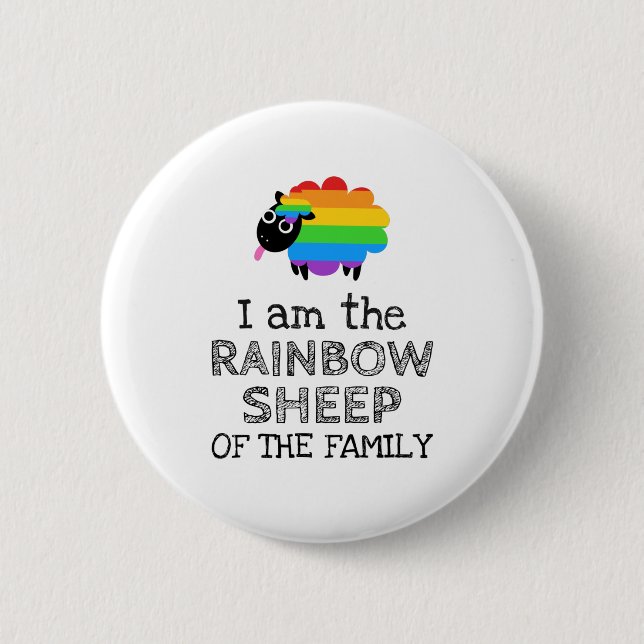 Jag är familjens RAINBOW SHEEP Knapp (Framsida)
