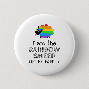 Jag är familjens RAINBOW SHEEP Knapp