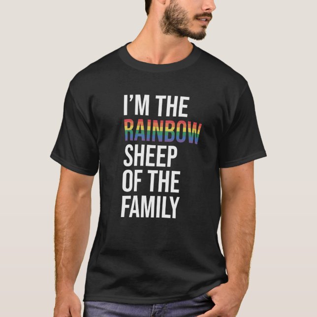 Jag är familjens regnbågsfår, Black T Shirt (Framsida)