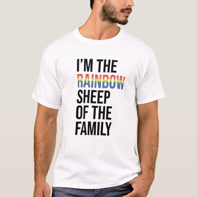 Jag är familjens regnbågsfår, vit t shirt (Framsida)