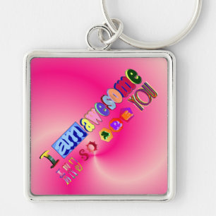 Jag är Fantastisk Keychain Fyrkantig Silverfärgad Nyckelring