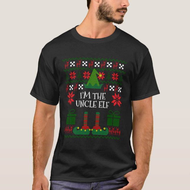 Jag är farbror Elf Matching Family Group Ugly Chri T Shirt (Framsida)
