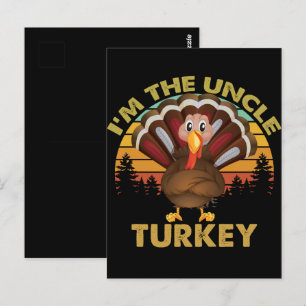 Jag är farbror Kalkon Familj Matchande Thanksgivin Vykort