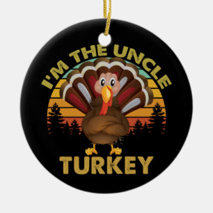 Jag är farbror Kalkon Familj Matchning Thanksgivin Julgransprydnad Keramik