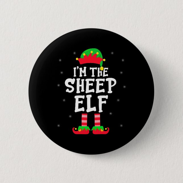 Jag är fåret Elf Julafton Elf Sheep Farmer Matchin Knapp (Framsida)
