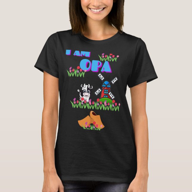 Jag är farfar Far till ko Väderkvarn Tulpaner Trä T Shirt (Framsida)
