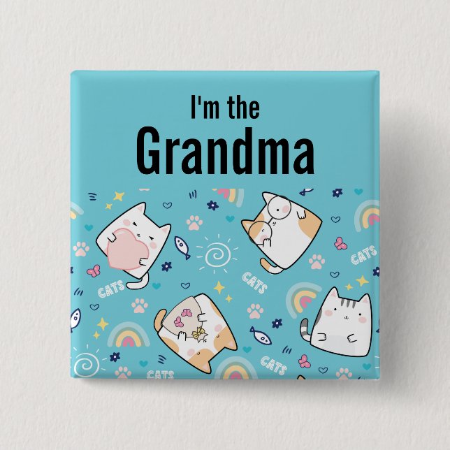 Jag är farmaceuten Cute Kattunge Mönster Whimsical Knapp (Framsida)