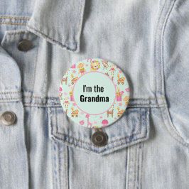 Jag är farmor Cute Animal Mönster Button Knapp