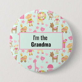Jag är farmor Cute Animal Mönster Knapp