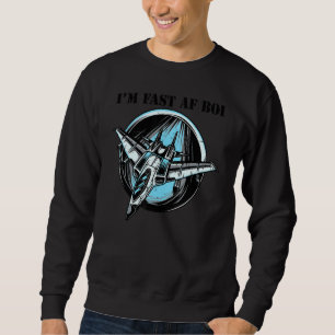 Jag är Fast Af Boi Military Jet Flygplan Eagle F 1 Lång Ärmad Tröja