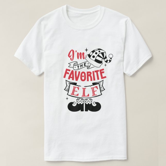 Jag är favoritelf i Red & Black Design Design T Shirt (Design framsida)