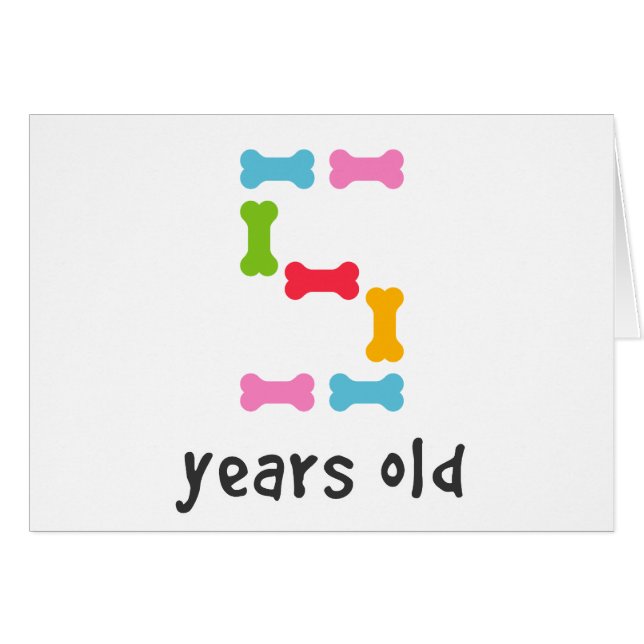 Jag är fem år gammal hälsningskort (Framsidan Horizontal)