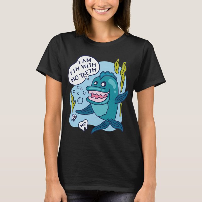 Jag är Fih Utan Tänder Meme Rolig Fisk T Shirt (Framsida)