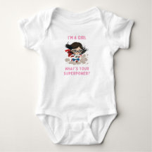 Jag är flicka, vad är din supermakt Baby Bodykosty