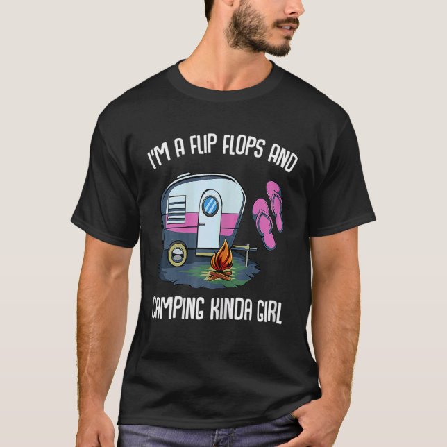 Jag är Flinflip flops och Camping Kinda Girl Dam T Shirt (Framsida)
