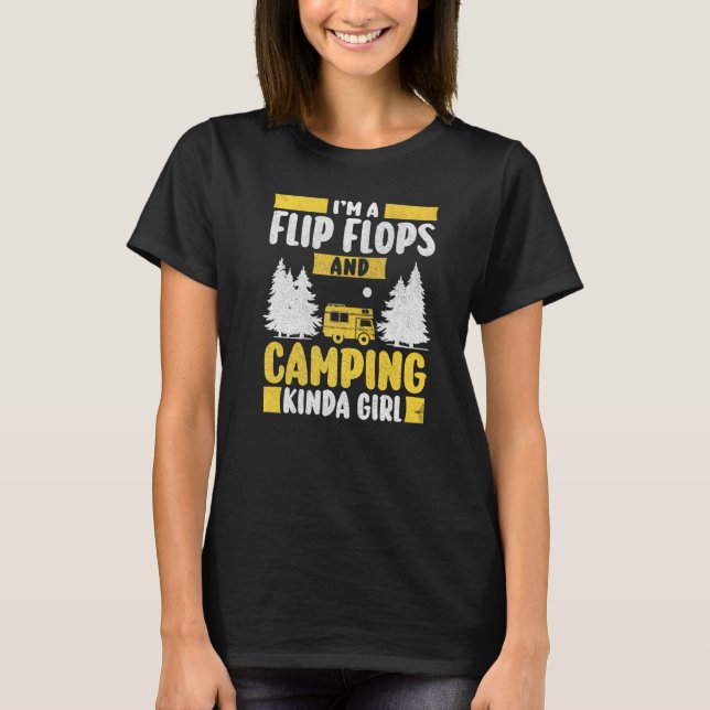 Jag är Flinflip flops och Camping Kinda Girl Motor T Shirt (Framsida)