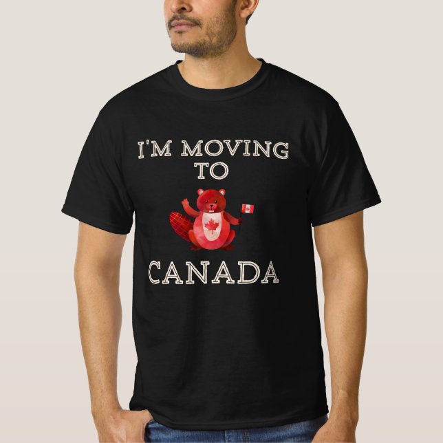 Jag är flytta till Kanada Beaver Gift-djur T Shirt (Framsida)