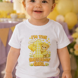 Jag är födelsedagsflickan Baby T-Shirt | Gul tema