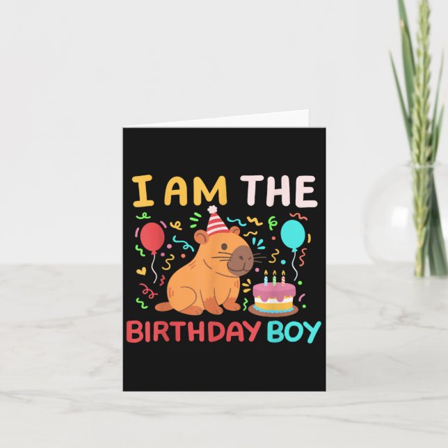 Jag är födelsedagspojken Cute Capybara Kids Bday-f Kort (Framsida)