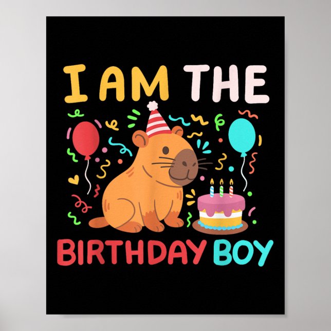 Jag är födelsedagspojken Cute Capybara Kids Bday-f Poster (Framsidan)