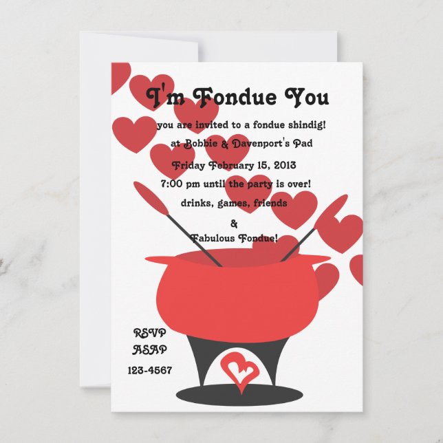 Jag är Fondue You Inbjudningar (Framsida)