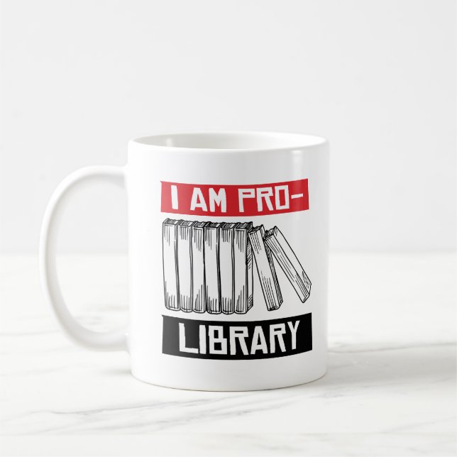 Jag är för bibliotek kaffemugg (Vänster)