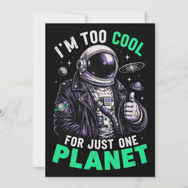 Jag är för cool för bara en planet inbjudningar (Framsida)