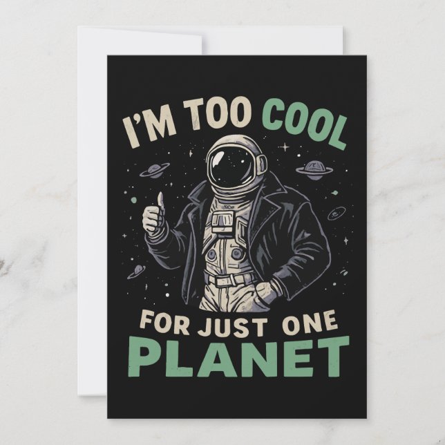 Jag är för cool för bara en planet inbjudningar (Framsida)