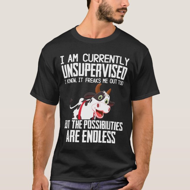 Jag är för närvarande en övervakad ko t shirt (Framsida)