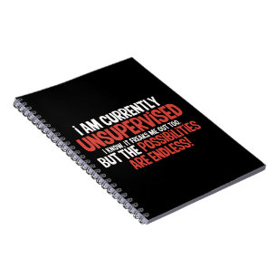 Jag är för närvarande utan tillsyn Sarksastisk Hum Anteckningsbok
