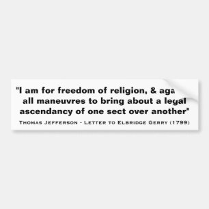 Jag är för religionsfrihet av Thomas Jefferson Bildekal
