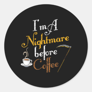 Jag är före kaffe Roligt läskigt Halloween Runt Klistermärke