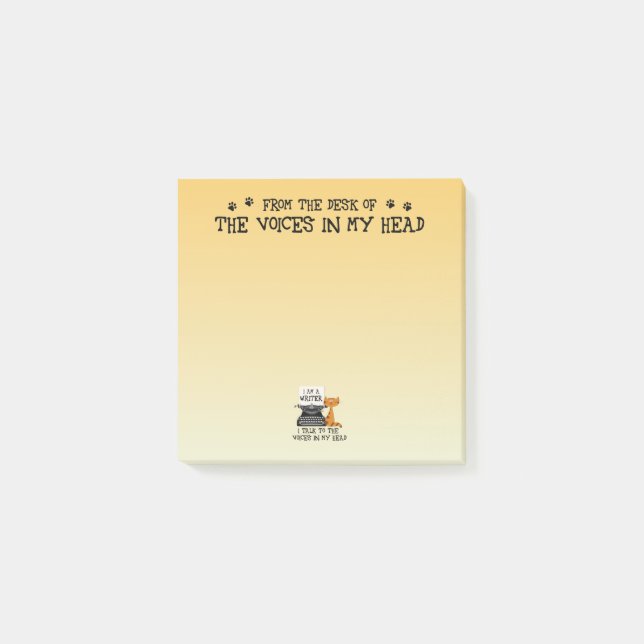Jag är författare och pratar med rösterna i mitt h post-it block (Framsida)