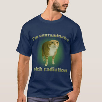 Jag är förorenad med strålning rolig katt meme vin t shirt
