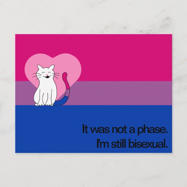 Jag är fortfarande Bisexual Cat med Bisexual Flagg Vykort (Framsida)