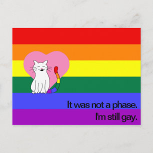 Jag är fortfarande Gay Cat med HBT Pride Rainbow F Vykort