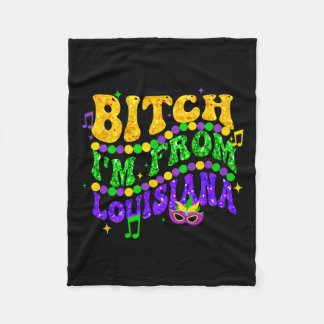 Jag är från Louisiana Mardi Gras Fleur De Lis Tjoc Fleecefilt