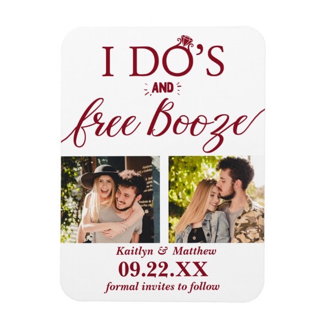 Jag är & Free Sprit Modern Bröllop spara datum Magnet (Vertikal)