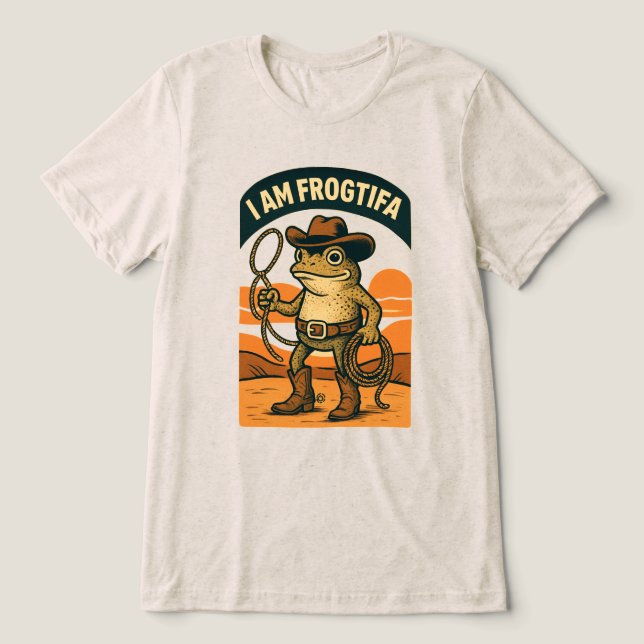 Jag Är Frogtifa Cowboy – Rolig Groda Meme T Shirt (Design Framsida)