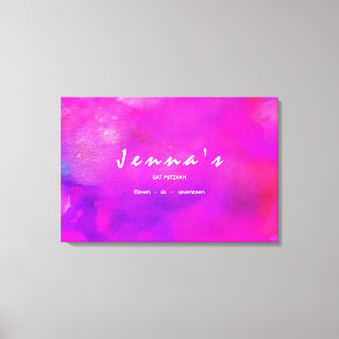 JAG ÄR FUCHSIA WATERCOLOR Bat mitzvah Sign IN Boa Canvastryck