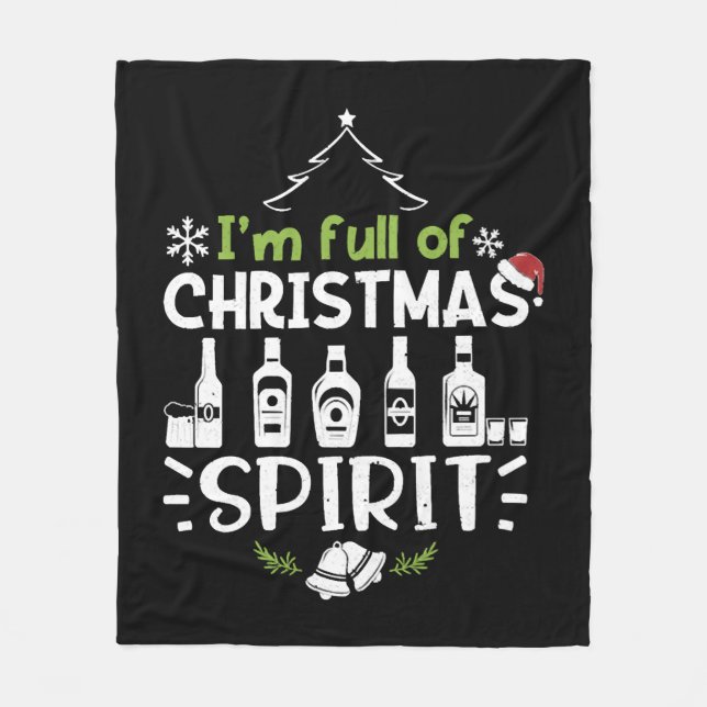 Jag är Fullt av julstämning - juldrickande Fleecefilt (Framsidan)