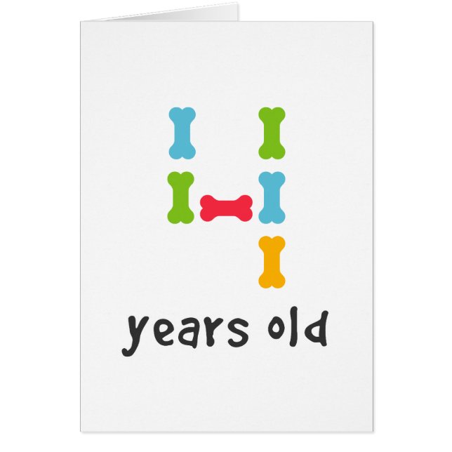 Jag är fyra år gammal hälsningskort (Framsidan)