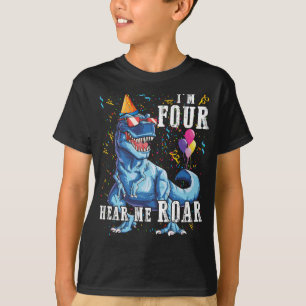 Jag är fyra år och hör mig Roar 4e födelsedagen Di T Shirt