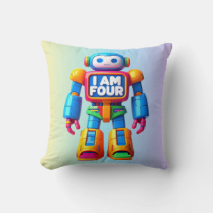 Jag är fyra Robot för barn 4e födelsedagen Tech Ro Kudde
