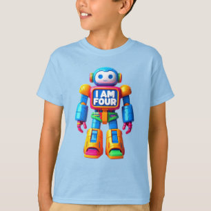 Jag är fyra Robot för barn 4e födelsedagen Tech Ro T Shirt