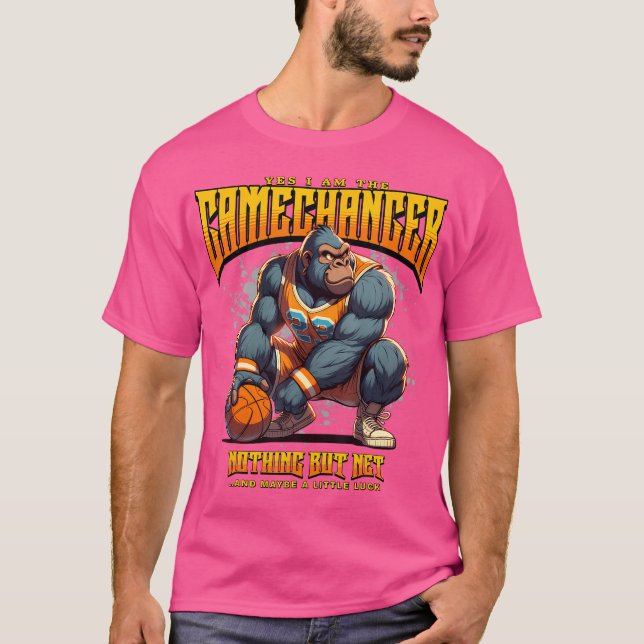 Jag är Gamechanger Guy Funny Basketball Goril T Shirt (Framsida)