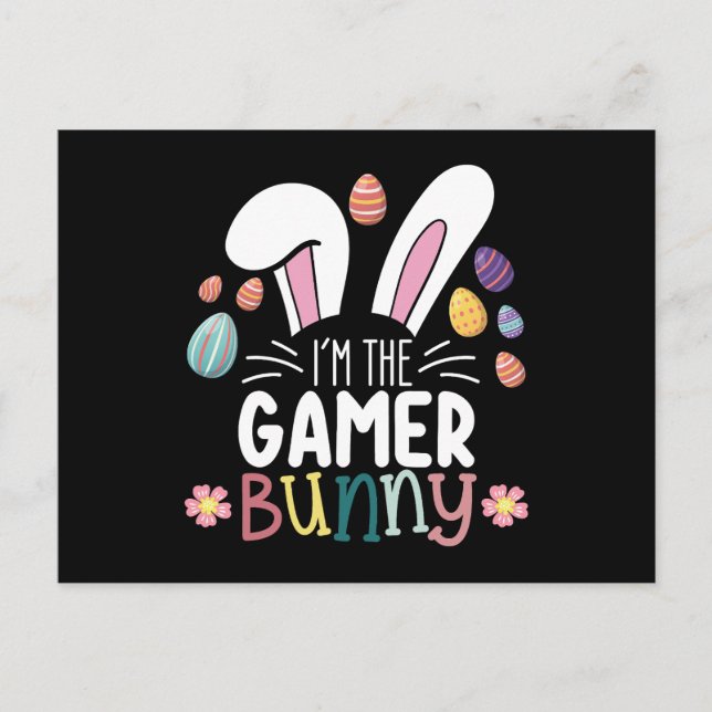 Jag är Gamer Bunny Gaming Påsk Matching Vykort (Framsida)