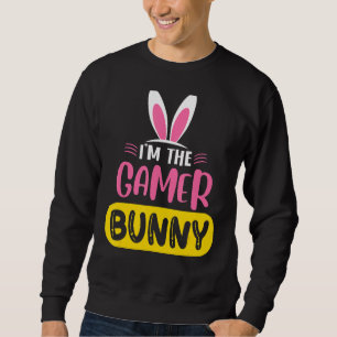 Jag är Gamer Bunny Rabbit Öron Egg Påsk Day Lång Ärmad Tröja