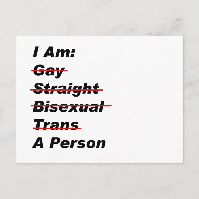 Jag är Gay, Rak, Bisexual, Trans, Person Vykort (Framsida)